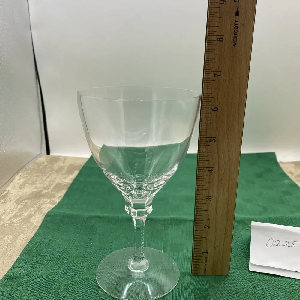 Stuart Minuet Cut Crystal Hand Blown Water Goblet Vertical Lines On Stem 6.5” T